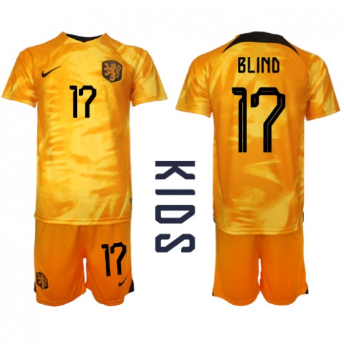 Otroški Nogometni dresi Nizozemska Daley Blind #17 Domači SP 2022 Kratek Rokav (+ Kratke hlače)